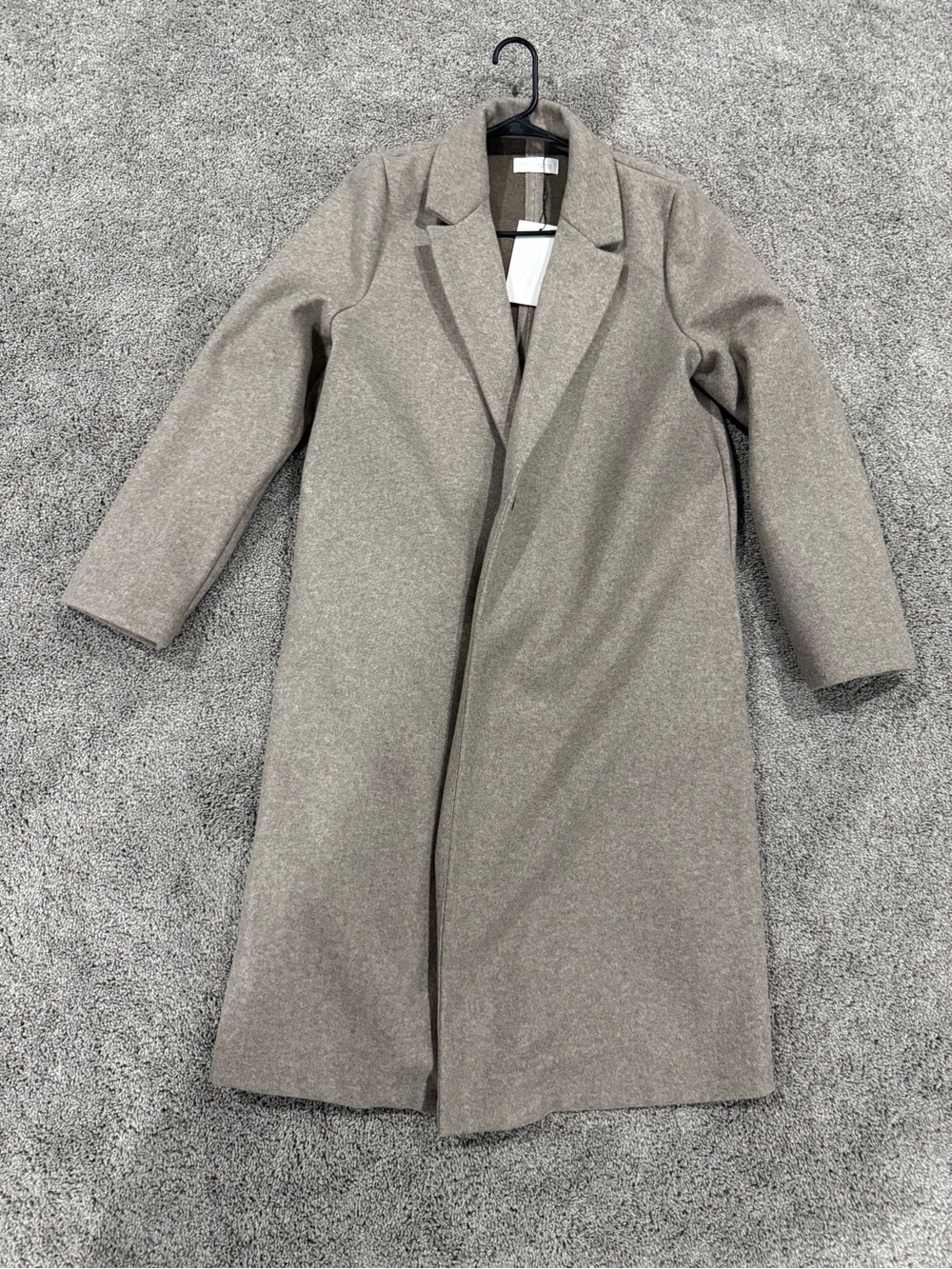 Long Single-Breasted Taupe Zara Coat